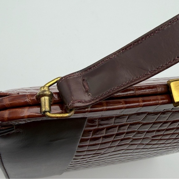 Vintage Lennox Bags Faux Crocodile Print Clasp Handbag 1950s 1960s - Picture 13 of 16
